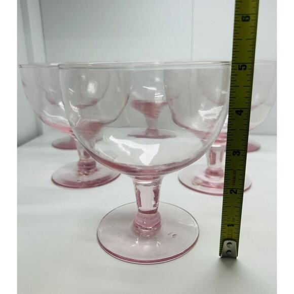6 Vintage Blush Pink Depression Glass Champagne Sundae Sherbet Coupe Made Mexico - Picture 4 of 9